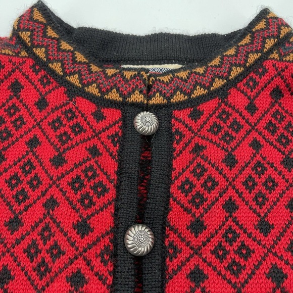 Dale of Norway Wool Cardigan Sweater Womens Small Red - Picture 2 of 8